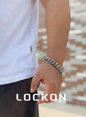 男士包邮欧美古巴链手链钛钢饰品