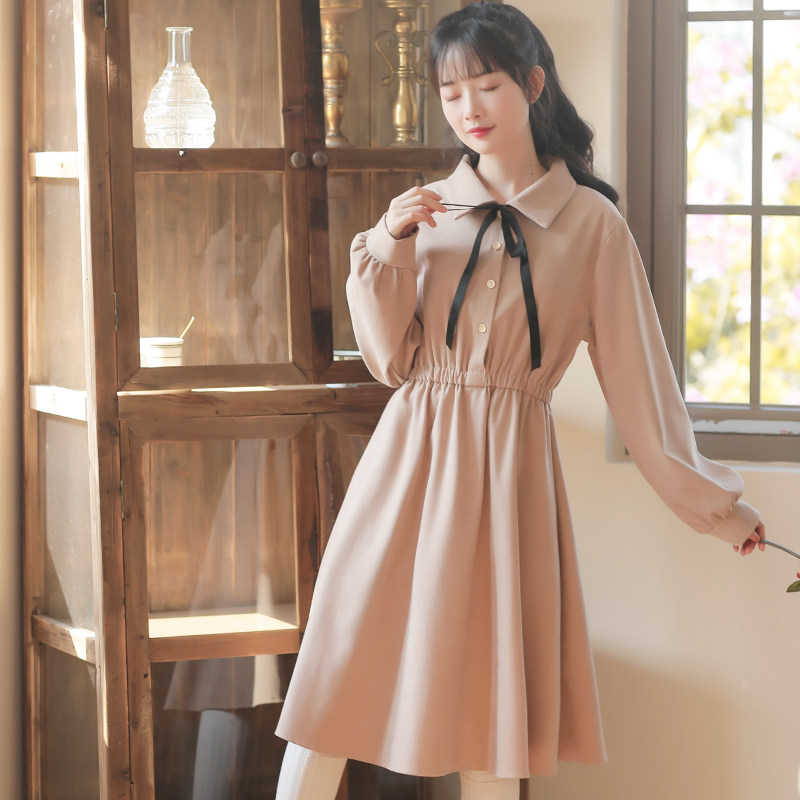 孕妇秋冬外出潮妈上班中长款连衣裙 幽悦连衣裙