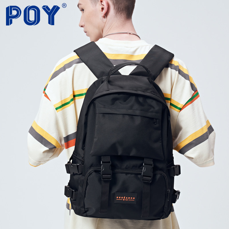 poy reg夏大容量高中生男生电脑包 POY双肩背包