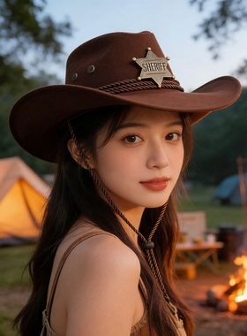 美式复古西部牛仔帽女春季徒步登山帽防晒遮阳帽旅行穿搭拍照帽子