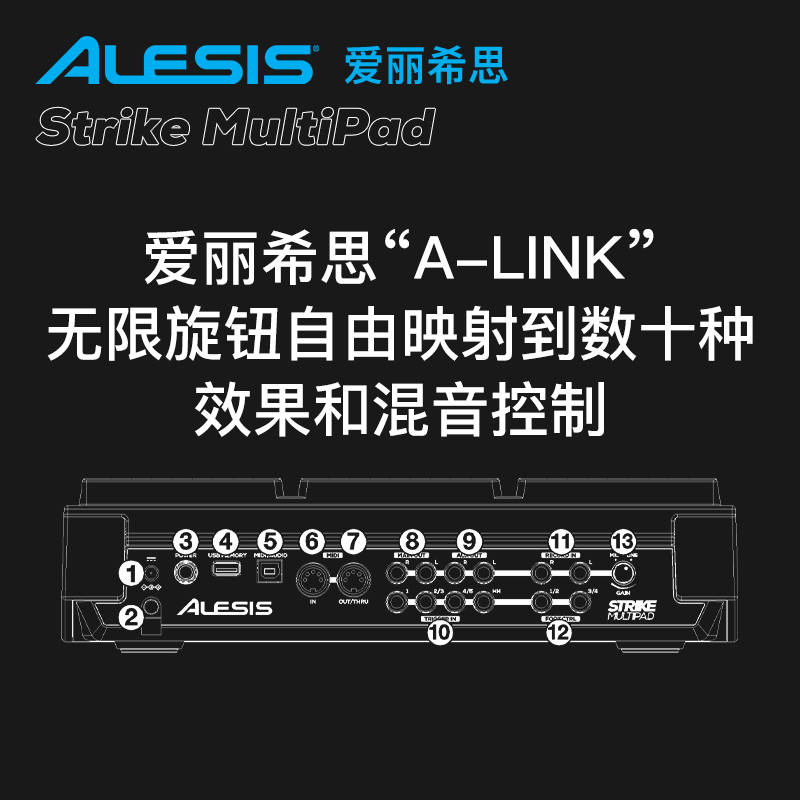 爱丽希思ALESIS Strike MultiPAD电子鼓便携式打击垫采样触发乐器 - 图2