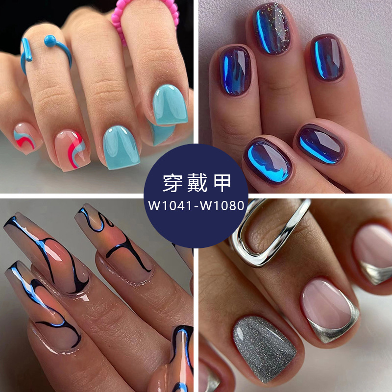 欧美外贸ins风夏季新品小清新可爱多色时尚穿戴式假指甲nails - 图0