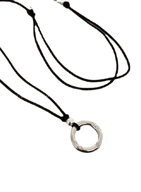素圈黑绳编织吊坠项链女2