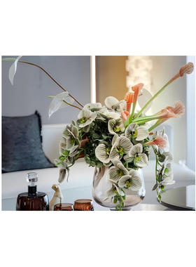 装饰茶几摆件高级感轻奢风样板房售楼处洽谈桌花艺装饰软装设计