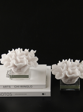 八度空间现代简约样板间售楼处书房书档高级感仿珊瑚摆件