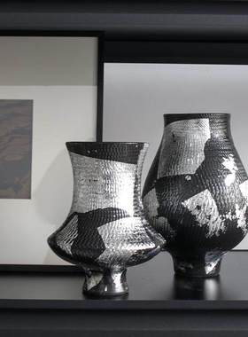 新中式样板房茶空间茶室茶柜茶叶罐茶饼摆件展示架软装搭配套装