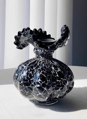 【八度空间】中古现代样板间餐厅金属烛台琉璃花器组合搭配摆件