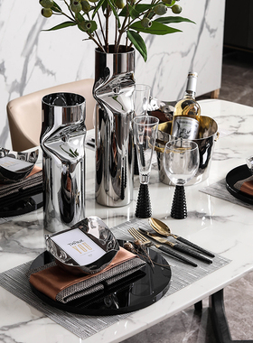 【八度空间】现代轻奢风格样板间餐具餐盘餐具整套别墅餐桌摆件