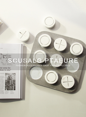 八度空间现代简约创意XO大理石棋盘国际象棋样板房摆件售楼部饰品