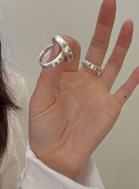 0062真言拼色戒指指环925女简约