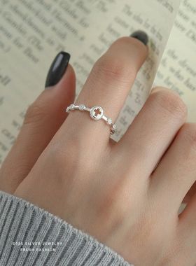 食指inss925时尚镂空百搭风女镶