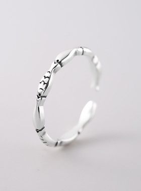 韩指环戒指J5957开口女日做旧925