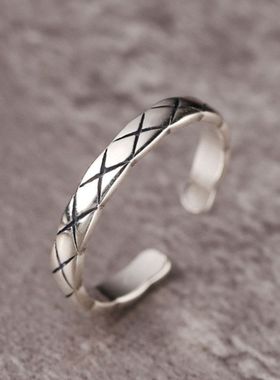 729工艺做旧凌纹格尾戒戒指指环