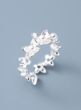 温柔J0269造型925女气质花朵开口