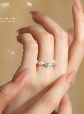 ins素银叠小贝壳优雅潮流纯银戴