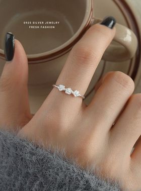 简约小可食指花朵梅花戒指清新