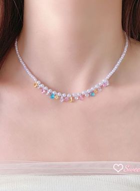 多巴胺项链ins女串珠彩色猫眼石