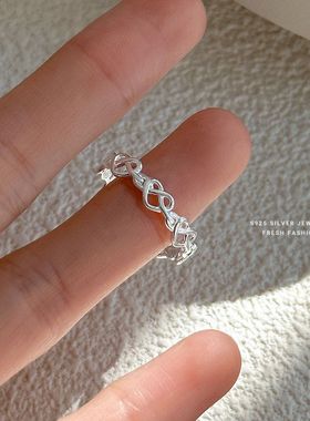 开口s925甜美食指戒打结戒指韩版