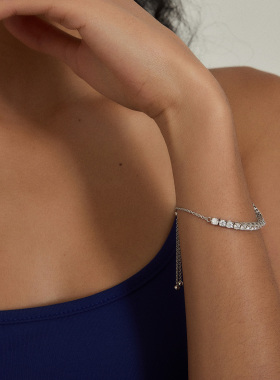 PAUSA ANN s925 3mm莫桑钻网球满钻抽绳链经典时髦手链