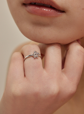 PAUSA ANN s925 春日花园小众设计师小花素圈纯银戒指