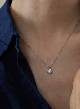 PAUSA ANN s925 经典1ct高闪切工莫桑钻通勤简约锁骨链项链