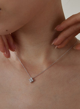 PAUSA ANNs925 bahati系列都市精致单坠四叶草高碳钻火彩锆石项链