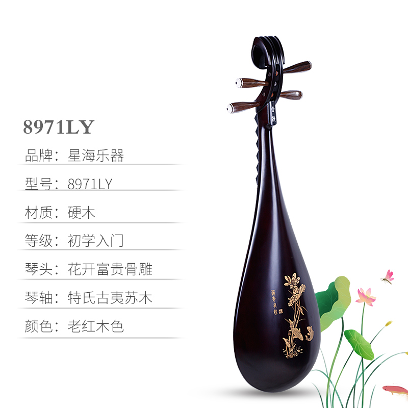 北京星海琵琶乐器硬木琵琶8971LY连年有余成人初学者入门演奏琵琶 - 图3