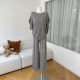 Lyocell Tencel Linen Grey Knitted suits ສໍາລັບແມ່ຍິງ
