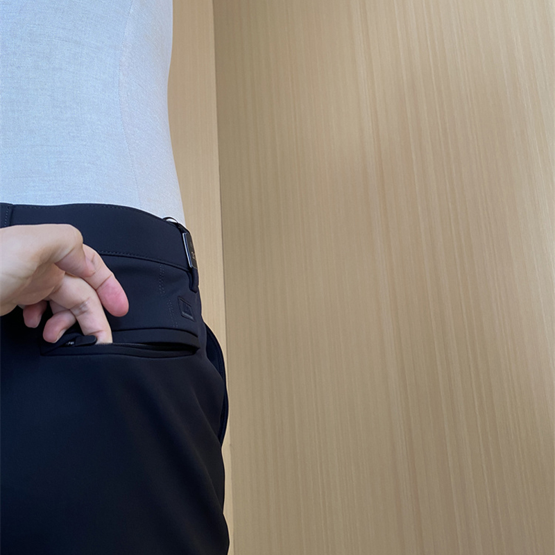 黑色速干面料25年秋季新品男士休闲裤中腰直筒免烫长裤领佐诺依 - 图1