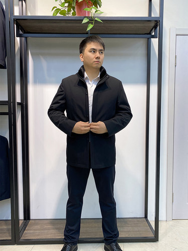 回馈款兔毛内胆可脱卸男士尼克服商务休闲保暖外套领佐诺依25冬 - 图1