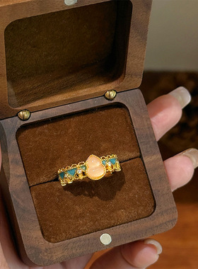 新中式复古轻奢百搭时尚精致滴油珐琅葫芦戒指女小众设计戒子指环