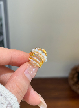 欧美时尚精致微镶锆石星星珍珠耳夹春夏无耳洞轻奢高级感百搭耳饰