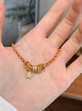 新款时尚精致轻奢锆石葫芦红绳编织手链女复古百搭气质十字架手饰