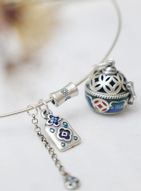 【开运福】可打开镂空香囊球吊坠女复古中国风珐琅彩香薰项链项圈