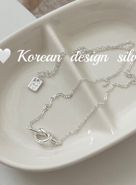韩国ins风博主推荐小众银饰品S925纯银简约打结爱心项链叠戴高级