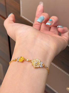 小红书爆款法式复古锆石双生玫瑰花项链轻奢小众气质百搭锁骨链女