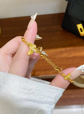 欧美时尚精致百搭彩色锆石蝴蝶项链轻奢高级感气质锁骨链女