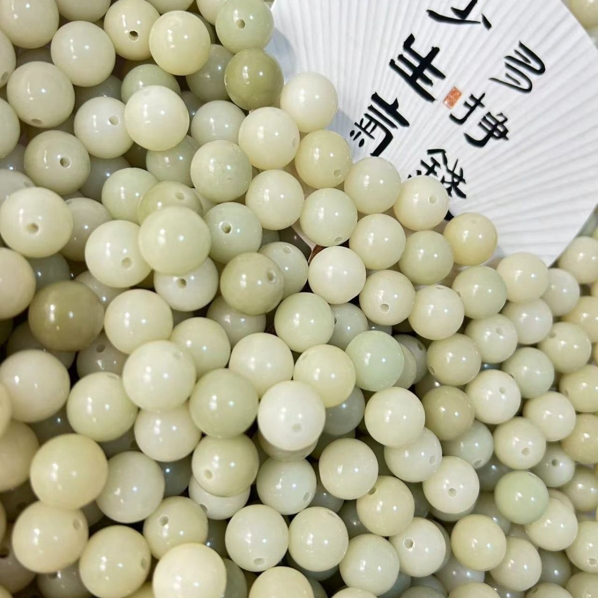 薄荷绿圆珠12mm菩提根散珠文玩绕指柔佛珠念珠解压菩提子高档小众 - 图0