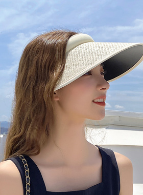 简丽莎时尚黑胶大檐太阳帽