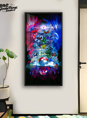 宝可梦超梦固拉多盖欧卡烈空坐传说中的宝可梦晶瓷画背景墙装饰画
