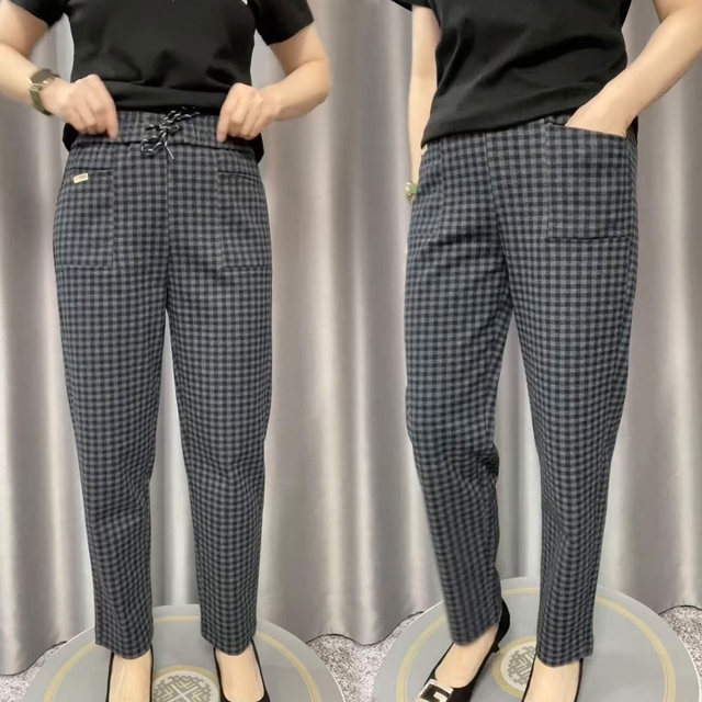 ໂສ້ງຂາຍາວ plaid ໜາ ລະດູໃບໄມ້ຫຼົ່ນ ແລະລະດູໜາວ, ໂສ້ງຂາຍາວ, ແຟຊັ່ນ ແລະ ໜາ
