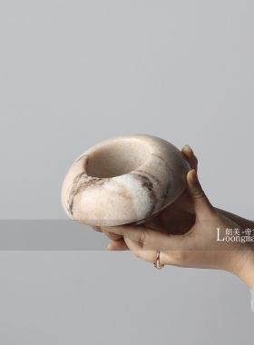 朗美法式轻奢大理石花瓶插花样板房客厅茶几小桌花设计感花艺摆件