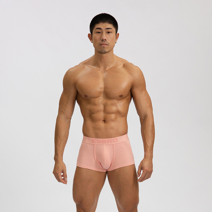 ESBRO纯色螺纹吸汗U凸透气平角内裤男 跨境欧美男生运动四角裤,淘宝优惠券,粉丝福利购,淘宝优惠卷