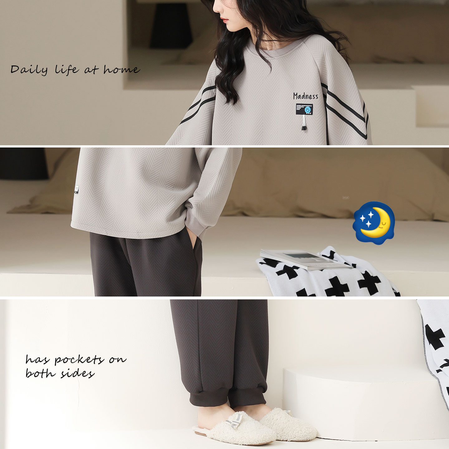 芬腾可安睡衣秋女款2025新款冬季纯棉空气棉夹层成熟家居服秋冬款 - 图3