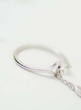 抖音同款小水滴爱心森系活口戒指