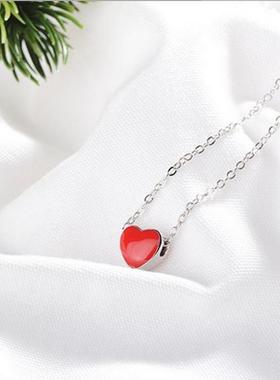 纯银小红心韩版森系软妹风锁骨链