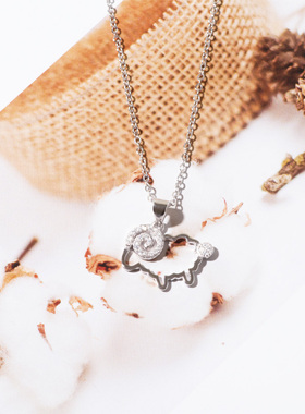 韩版时尚风镶钻吊坠学生银项链