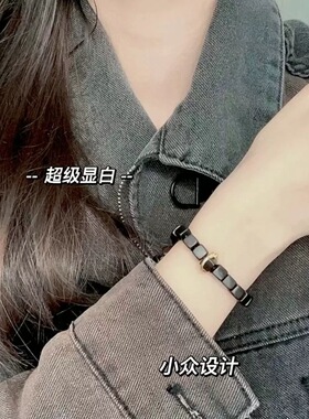 情侣黑檀木方块手串男精致小巧小众简约高级感国风配饰女藏式盘玩