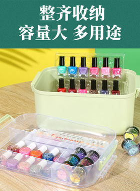 美甲工具箱大容量可放光疗机甲油胶手提式多层桌面收纳盒美甲师用