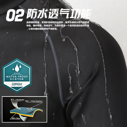 户外运动防风摩托服登山滑雪男保暖速干内衣防水修身抓加绒骑行服 - 图0